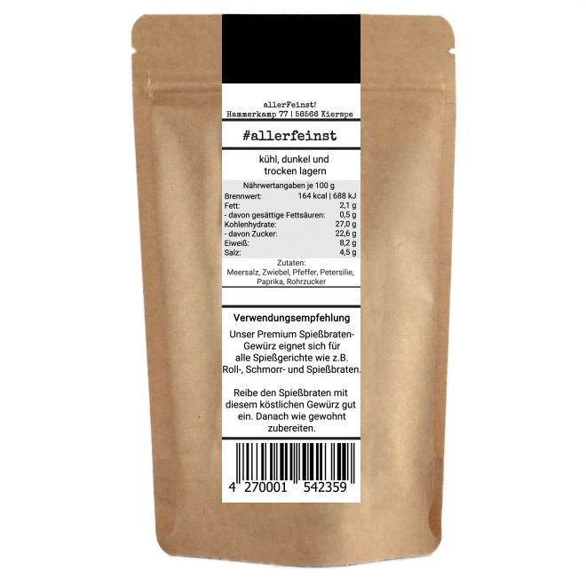 Premium Spießbraten Gewürzzubereitung, Gewürz für Spieß- und Rollbraten - 150g