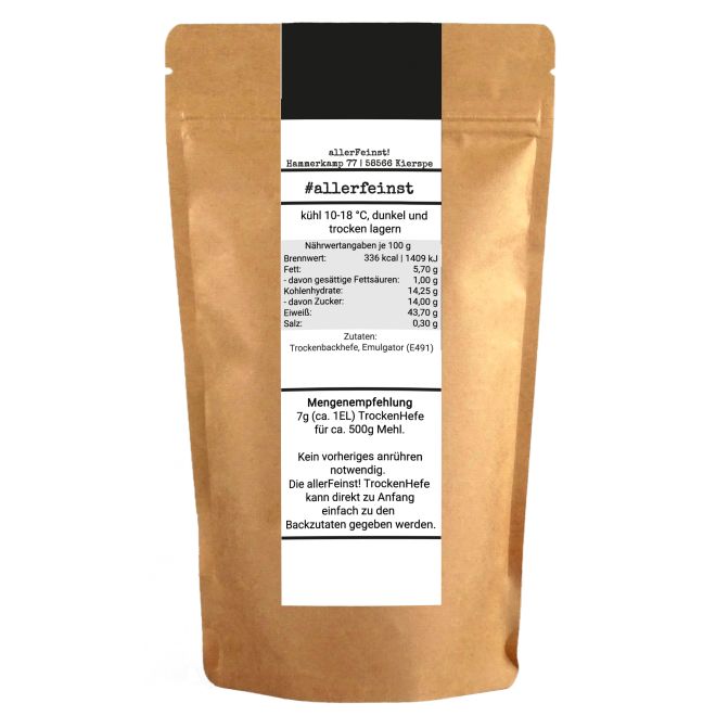 Trockenhefe - feinkörnige Premium Trockenhefe / Backhefe Germ Yeast für z.B. Ciabatta, Pizzateig, Kuchen, Gebäck, uvm - 350g