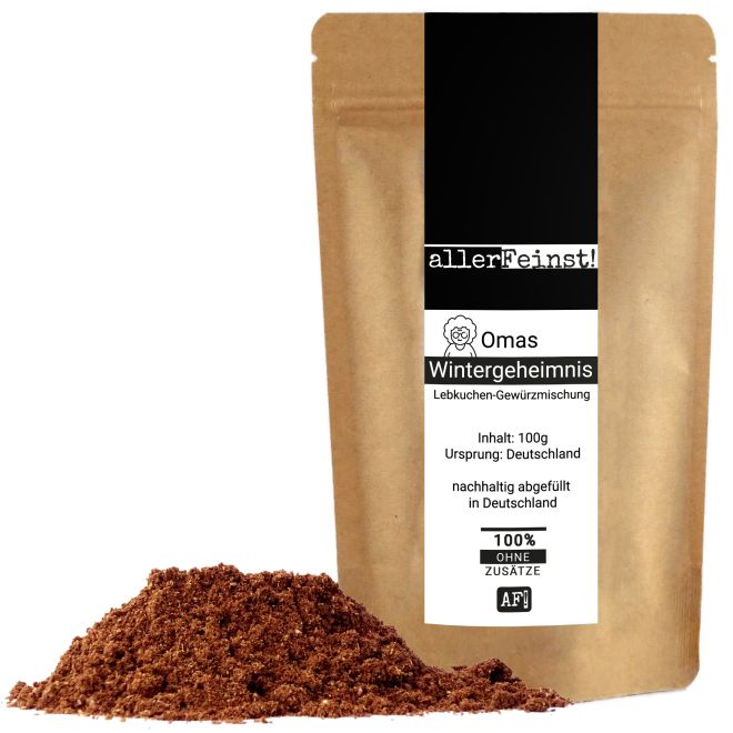Secret d'hiver de grand-mère Epices pour pain d'épices - Mélange d'épices pour pain d'épices, pâtisseries, gaufres, sauces, punch - 100g