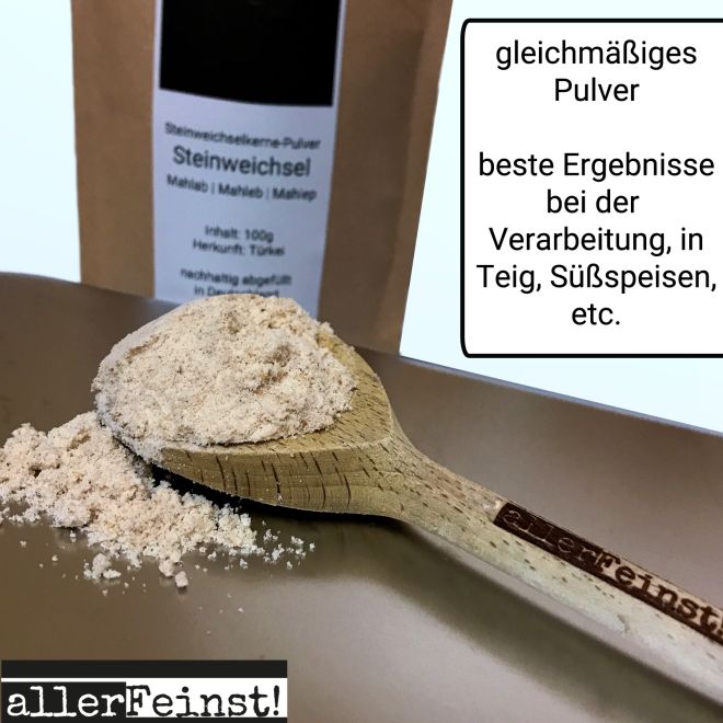 Mahlep Steinweichselkerne-Pulver - Steinweichsel Mahlab Mahleb Felsenkirsche gemahlen - Tsoureki Gewürz (Griechisches Osterbrot) - 100g