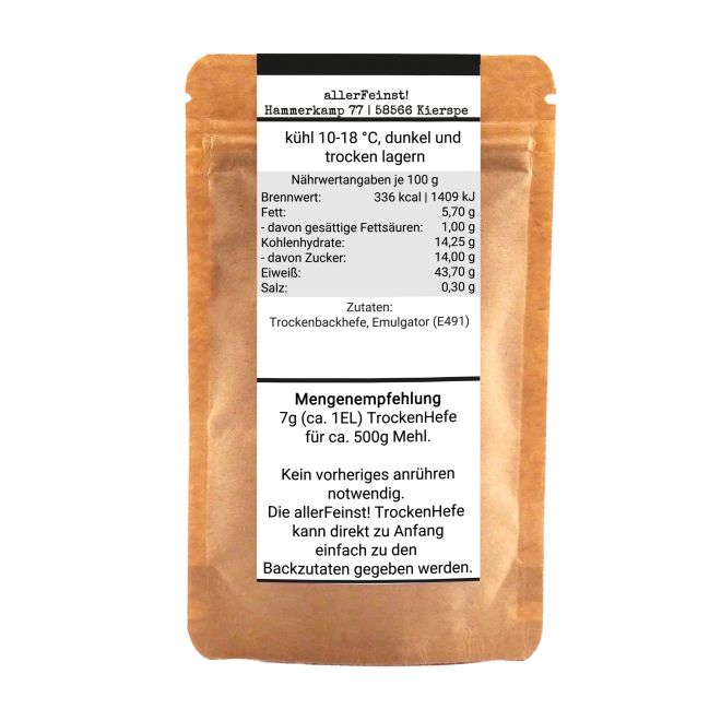 Trockenhefe - feinkörnige Premium Trockenhefe / Backhefe Germ Yeast für z.B. Ciabatta, Pizzateig, Kuchen, Gebäck, uvm - 40g