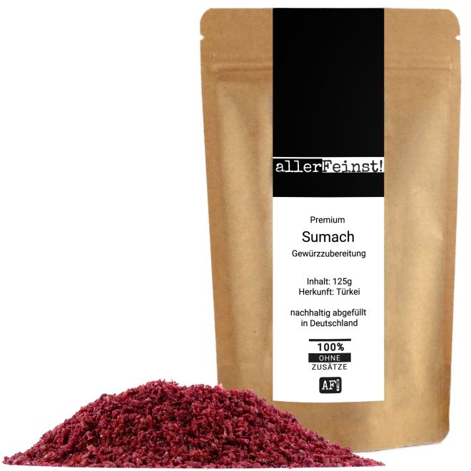 Premium Sumach Pulver - Gewürzzubereitung - Sumak - Essigbaumfrucht - Essigbaumgewürz - 125g