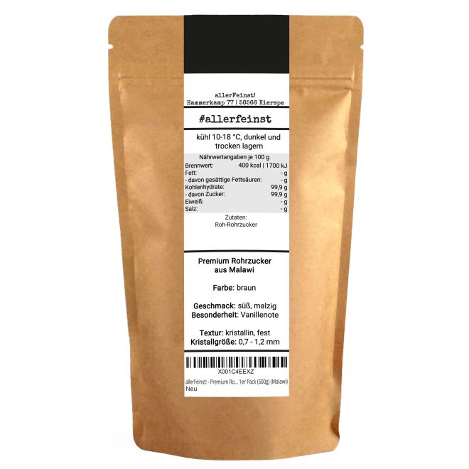 Echter Premium Rohrzucker aus Malawi (Ostafrika) - 500g