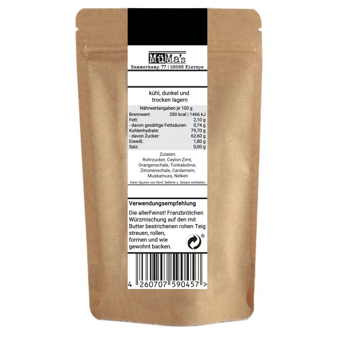 Franzbrötchen Gewürz, Zimtschnecken, Dessert, für Hamburger Spezialitäten Gebäck - 100g