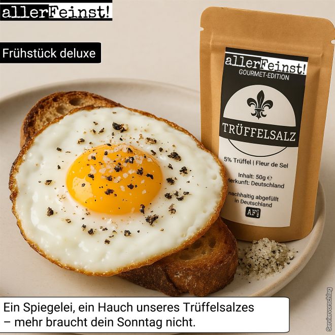 Premium Trüffelsalz mit 5% Trüffel | Gourmet Fleur de Sel Trüffelgewürz | Echter Sommertrüffel | Tuber aestivum - 50g