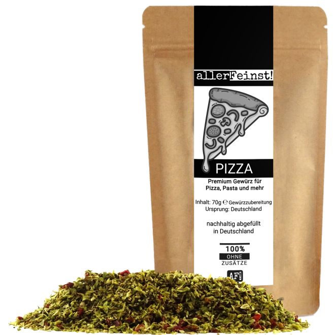 Premium Pizza Gewürz | italienische Gewürzmischung für Pizzaliebhaber | Pizzagewürz Gewürzzubereitung für Pizzasoße u. Pasta Sauce - 70g