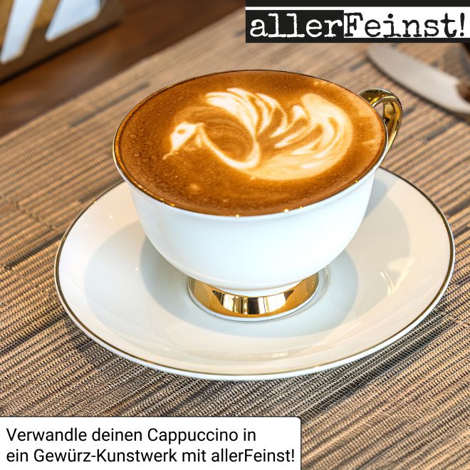 Premium Kaffee Gewürz | Mokka Gewürzmischung | Cappuccino u. Latte Macchiato Topping | arabischer Kaffeegenuss mit Ceylon-Zimt, Kardamom, Vanille, etc. - 80g