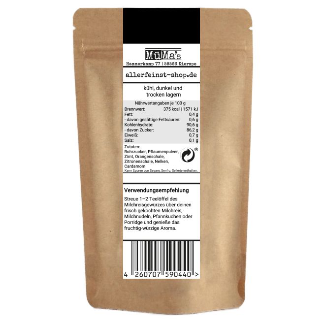 Milchreisgewürz - Premium Würzmischung für Milchreis, Milchnudeln, Pfannekuchen und mehr - 100g