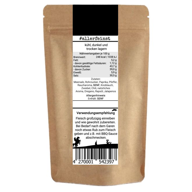 Pulled Pork - Rauchige Premium Rub Würzmischung - hochwertige Trockenmarinade - 150g