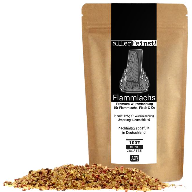 Flammlachs Gewürz - Premium Würzmischung für skandinavischer Feuerlachs, Holzbrettlachs, Fisch - nach finnischer Art - ohne Glutamat - 125g