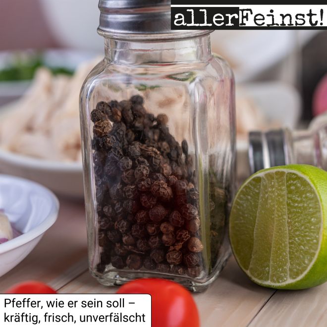 Tellicherry Pfeffer ganz | Premium schwarzer Pfeffer aus Indien (Piper nigrum L.) | Aromatisch, nussig & leicht scharf - 80g