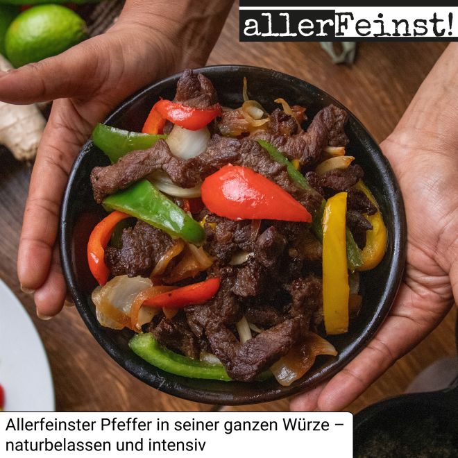 Tellicherry Pfeffer ganz | Premium schwarzer Pfeffer aus Indien (Piper nigrum L.) | Aromatisch, nussig & leicht scharf - 80g