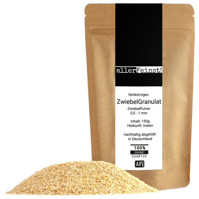 granuliertes Zwiebelpulver - Zwiebelgranulat Onion Powder, hoch aromatisch für Marinaden Rubs Gewürzmischungen - 150g