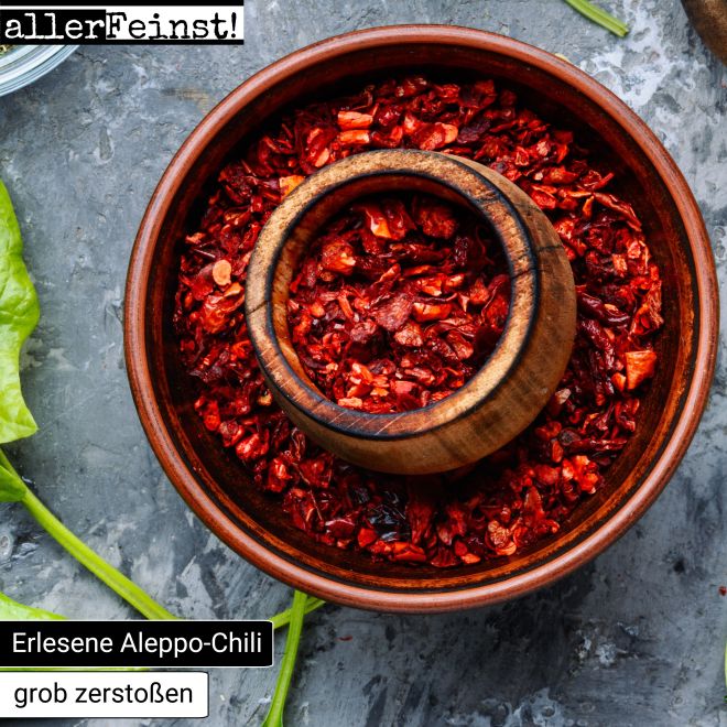 Pul Biber Premium Aleppo Pepper - Hochwertige Gewürz-Chili - Flocken mit Rapsöl & Meersalz - 100g
