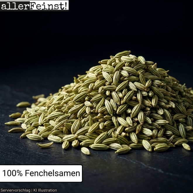 Fenchelsamen Ganz - Aromatisch & Würzig | Foeniculum vulgare | Intensiv anisartiger Geschmack | Gewürz für Küche, Tee & mehr - 100g
