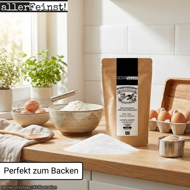 Natron/Backpulver Ersatz - Reines Natriumbicarbonat (Natriumhydrogencarbonat) E500 Lebensmittelqualität - Vielseitig für Haushalt, Küche und mehr - 150g