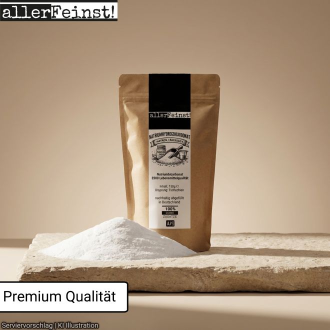 Natron/Backpulver Ersatz - Reines Natriumbicarbonat (Natriumhydrogencarbonat) E500 Lebensmittelqualität - Vielseitig für Haushalt, Küche und mehr - 150g