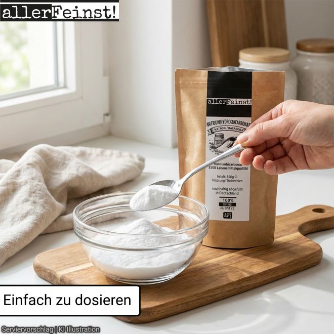 Natron/Backpulver Ersatz - Reines Natriumbicarbonat (Natriumhydrogencarbonat) E500 Lebensmittelqualität - Vielseitig für Haushalt, Küche und mehr - 150g