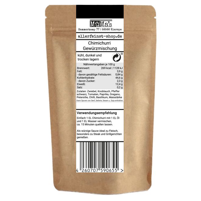 Chimichurri Gewürz aromatische Gewürzzubereitung für Steak Grillgemüse Marinaden Dips Kräuterbutter und BBQ - 100g