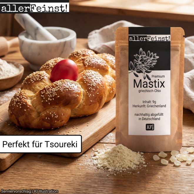 Premium Mastix Tränen | griechisches Naturharz | Mastic Gum - für z.B. Tsoureki Griechisches Osterbrot | Perfekt zum backen - 9 g