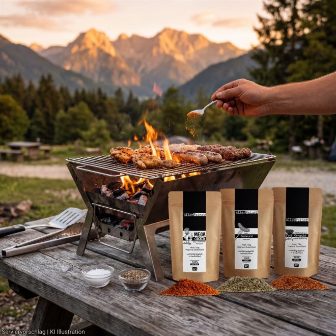 Grill Gewürz Set – Bratwurst, Cevapcici & Hähnchen Gewürz – BBQ Bundle für Fleisch, Marinade & Grill – Premium Gewürzmischungen ohne Zusatzstoffe – Made in Germany
