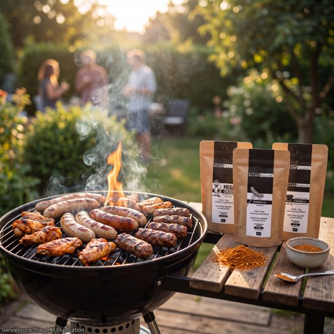 Grill Gewürz Set – Bratwurst, Cevapcici & Hähnchen Gewürz – BBQ Bundle für Fleisch, Marinade & Grill – Premium Gewürzmischungen ohne Zusatzstoffe – Made in Germany