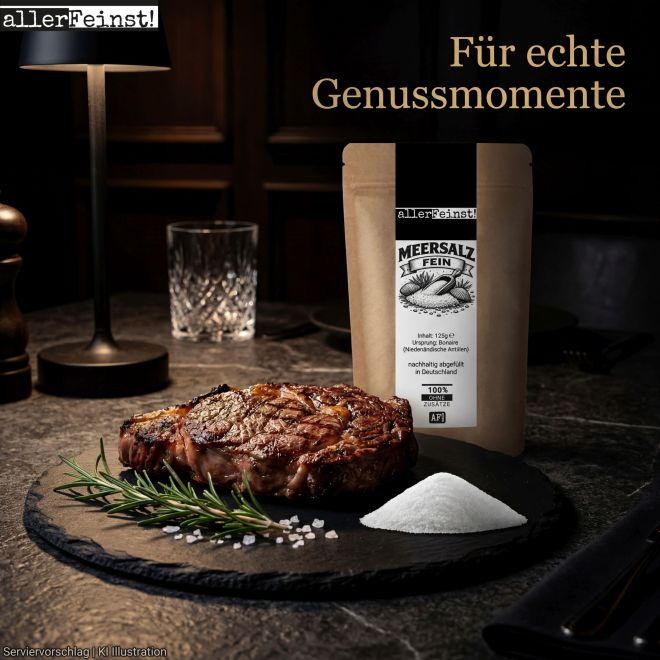 Meersalz fein aus Bonaire | Naturbelassenes Premium Meersalz ohne Zusätze | Feines Gourmetsalz für Küche, BBQ & Feinkost – 125 g