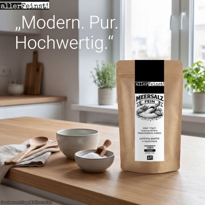 Meersalz fein aus Bonaire | Naturbelassenes Premium Meersalz ohne Zusätze | Feines Gourmetsalz für Küche, BBQ & Feinkost – 125 g
