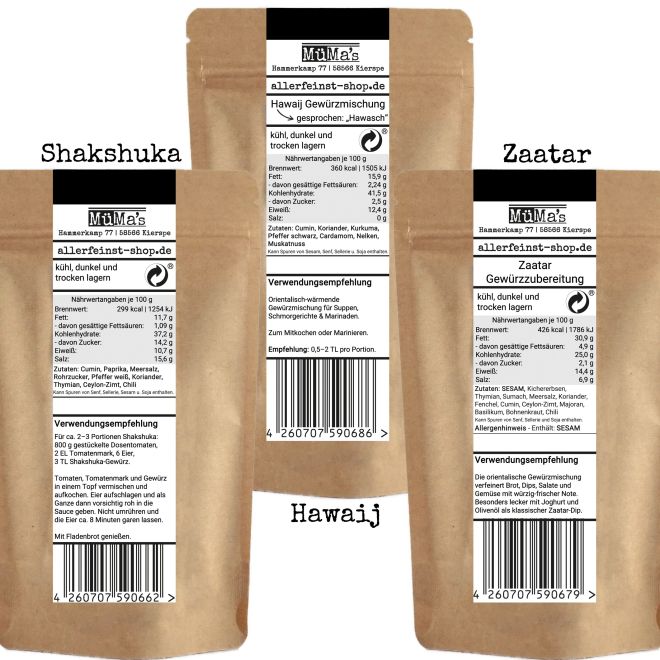Orientalisches Gewürzset 3er Set | Shakshuka, Hawaij & Zaatar | Premium Gewürzspezialitäten | Geschenkset für orientalische Küche (3 x 100g)