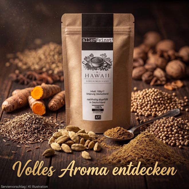 Hawaij Gewürzmischung | Orientalische Gewürzspezialität mit Cumin, Kardamom & Kurkuma | Für Suppen, Schmorgerichte und Marinade - 100g