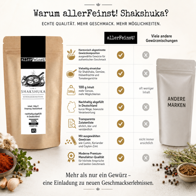 Shakshuka Gewürzzubereitung | Orientalische Gewürzmischung für Shakshuka, Tomatengerichte, Eiergerichte & mediterrane Küche | Cumin, Paprika & Koriander - 100g