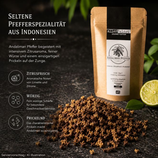 Andaliman Pfeffer ganz | Indonesische Pfefferspezialität - 30g