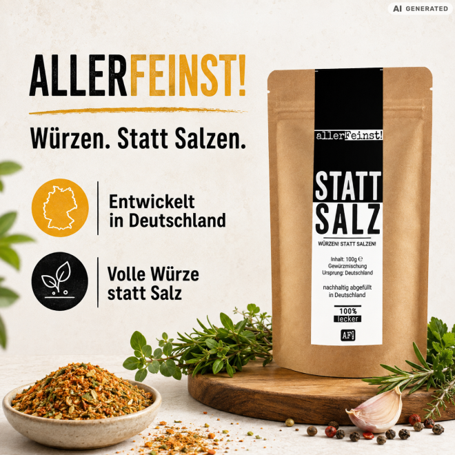 allerFeinst! Statt Salz | Gewürzmischung ohne Salzzusatz | 100 g