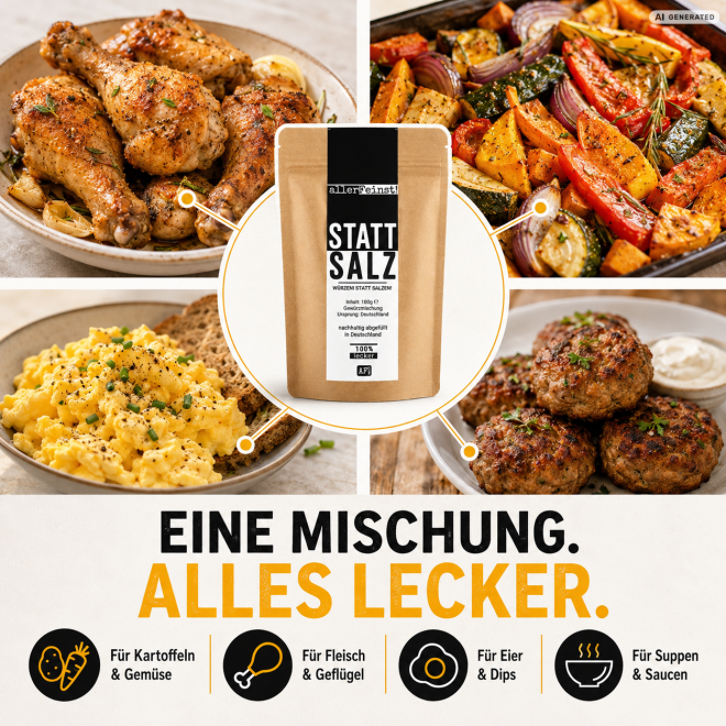 allerFeinst! Statt Salz | Gewürzmischung ohne Salzzusatz | 100 g