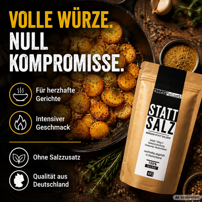 allerFeinst! Statt Salz | Gewürzmischung ohne Salzzusatz | 100 g