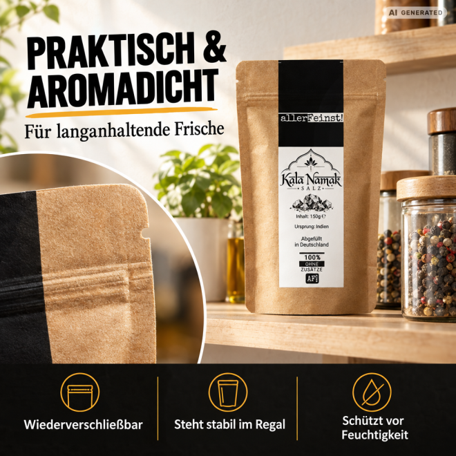 Kala Namak - Schwarzsalz | fein, eierähnlich - 150g