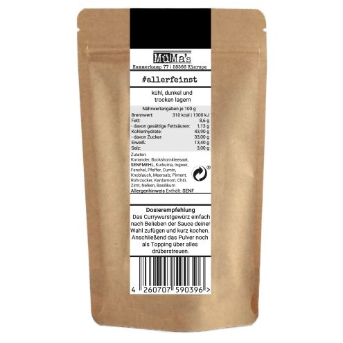 Currywurstgewürz - Das Beste Currypulver für Sauce und Topping - Gewürzzubereitung - 100g