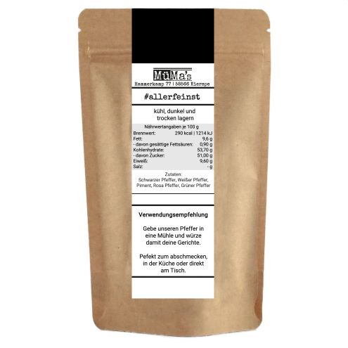 Bunter Pfeffer ganz - Premium 5 Pfefferkorn Mix für Pfeffermühle - 125g