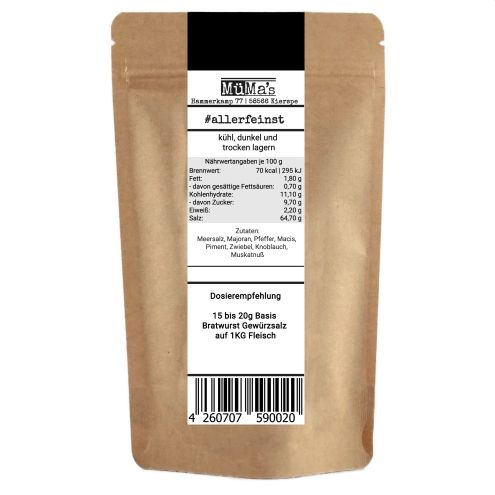 Bratwurst Gewürz - Basis Gewürzsalz für leckere Rostbratwurst, Grillwurst - 150g