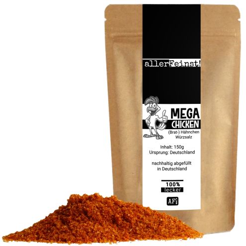 Premium Brathähnchen Gewürz - Mega Chicken - köstliches Hähnchen Gewürzsalz für Marinaden, Wings und mehr - 150g