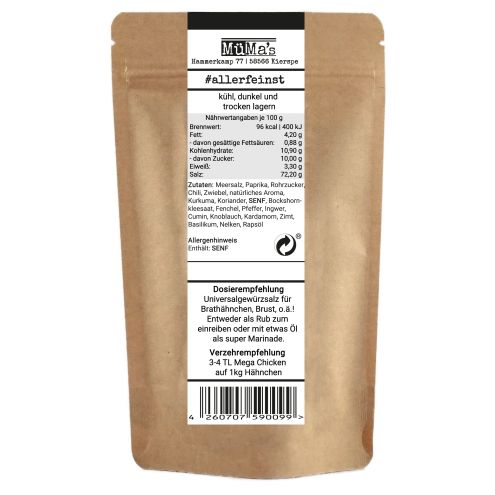 Premium Brathähnchen Gewürz - Mega Chicken - köstliches Hähnchen Gewürzsalz für Marinaden, Wings und mehr - 150g