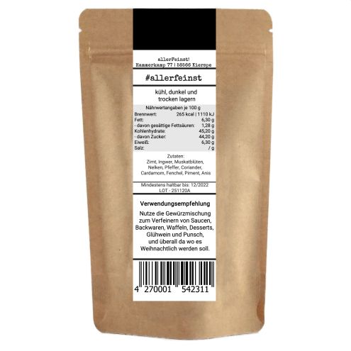 Opas Weihnachts-Sünde Spekulatiusgewürz – Spekulatiusgewürzmischung für Spekulatius, Plätzchen, Waffeln, Kekse, Saucen - 100g