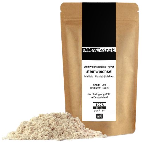 Mahlep Steinweichselkerne-Pulver - Steinweichsel Mahlab Mahleb Felsenkirsche gemahlen - Tsoureki Gewürz (Griechisches Osterbrot) - 100g