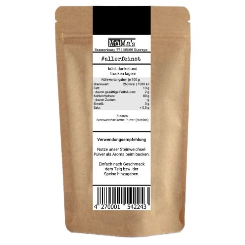 Mahlep Steinweichselkerne-Pulver - Steinweichsel Mahlab Mahleb Felsenkirsche gemahlen - Tsoureki Gewürz (Griechisches Osterbrot) - 100g