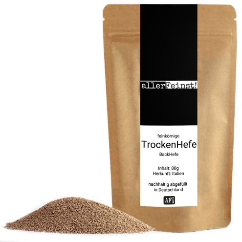 Trockenhefe - feinkörnige Premium Trockenhefe / Backhefe Germ Yeast für z.B. Ciabatta, Pizzateig, Kuchen, Gebäck, uvm - 80g