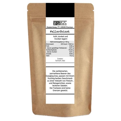 Premium Sumach Pulver - Gewürzzubereitung - Sumak - Essigbaumfrucht - Essigbaumgewürz - 125g