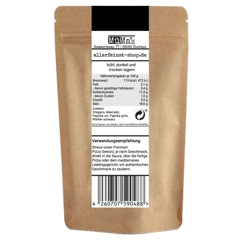 Premium Pizza Gewürz | italienische Gewürzmischung für Pizzaliebhaber | Pizzagewürz Gewürzzubereitung für Pizzasoße u. Pasta Sauce - 70g