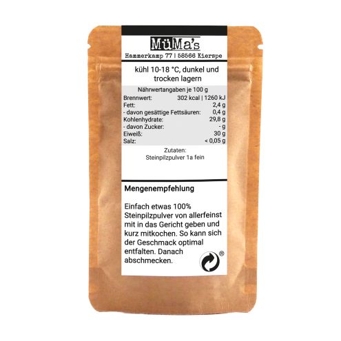 100% Steinpilzpulver - Steinpilz gemahlen - 1a Premium Gourmet Gewürz - 30g
