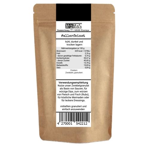 granuliertes Zwiebelpulver - Zwiebelgranulat Onion Powder, hoch aromatisch für Marinaden Rubs Gewürzmischungen - 150g