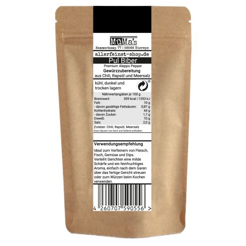 Pul Biber Premium Aleppo Pepper - Hochwertige Gewürz-Chili - Flocken mit Rapsöl & Meersalz - 100g